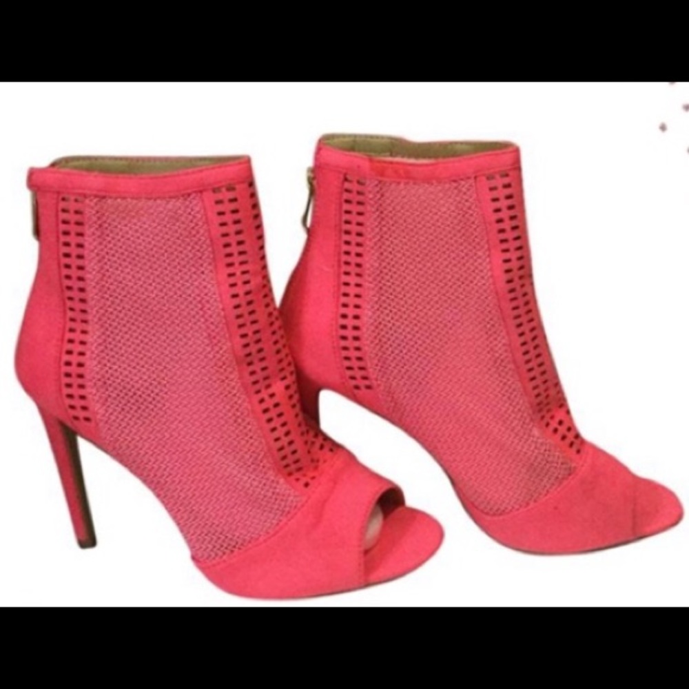 Pink heeled boots